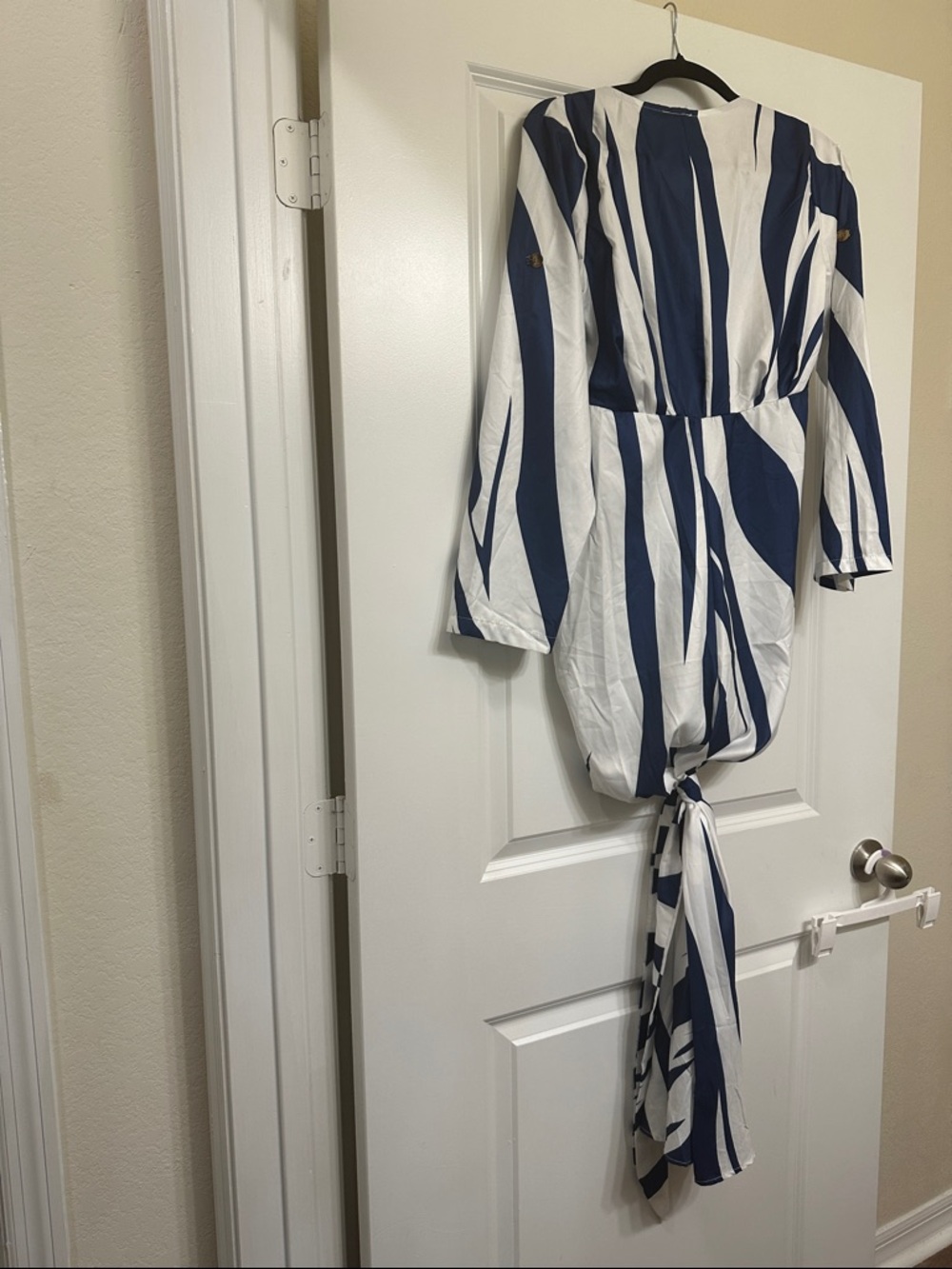 White & Navy Striped Wrap Shirt-Dress-Small- NWT - Picture 6 of 8